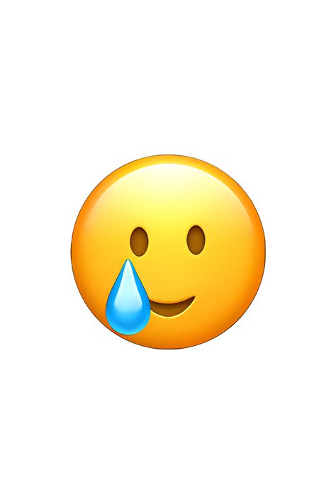 The 🥲 Smiling Face With Tear emoji depicts a yellow face with closed ...