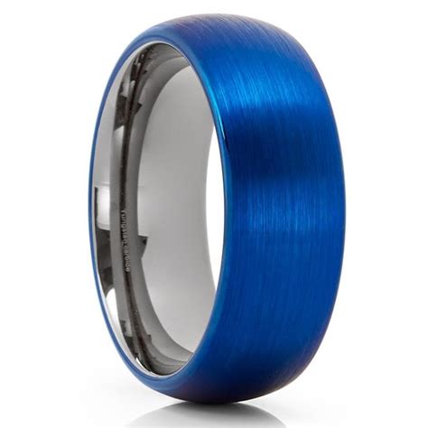 Gunmetal Tungsten Wedding Band - Blue Wedding Band - Tungsten Wedding ...