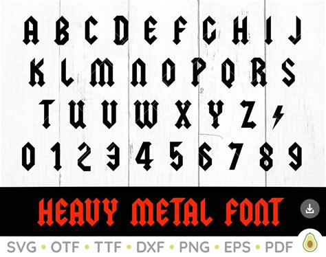 Heavy Metal Font, Hard Rock Font, Font Svg, ACDC Font, Digital Download ...