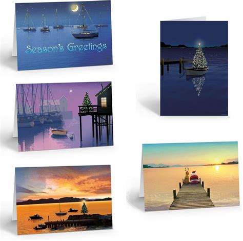 Amazon.com: Boating Christmas Cards- Assorted Nautical Christmas Cards - Boat Holidays Cards ...