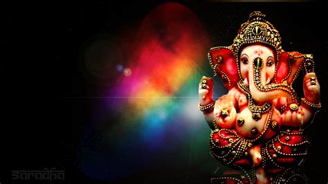 Sri Ganesha: Ganapati-Ganesh in Space Lighten Background Wallpaper - 1366x768