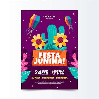 Plantilla de cartel vertical plano festa junina | Vector Gratis