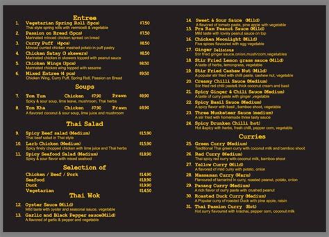 Thai Passion Mission Bay Menu, Menu for Thai Passion Mission Bay ...