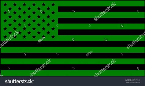 American Flag Green Black Version Stock Illustration 427175743 | Shutterstock