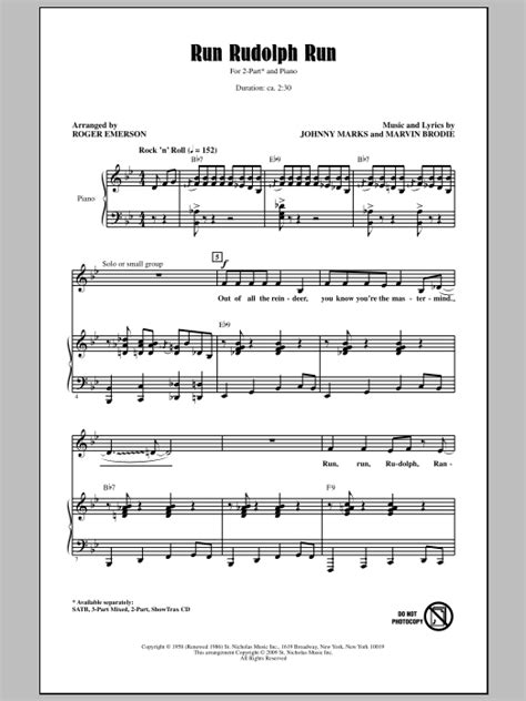 Run Rudolph Run by Roger Emerson Sheet Music for 2-Part Choir at Sheet ...