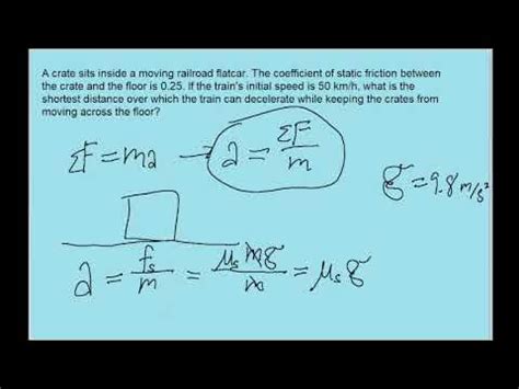 Physics force example - Friction, crate on a decelerating train car - YouTube