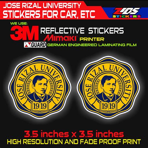 jose rizal university jru logo 3M reflective printed laminated sticker ...