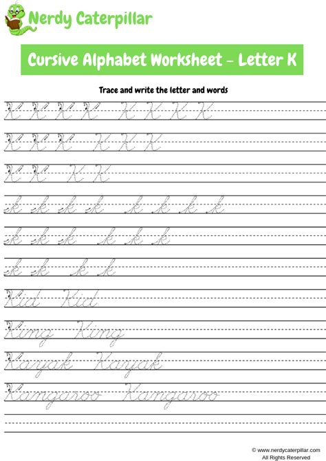 Cursive Alphabet Worksheets From A-Z - Nerdy Caterpillar