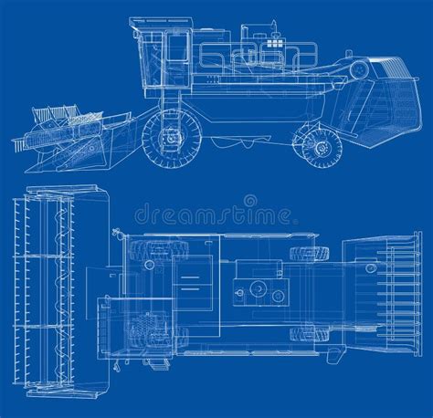 Concept Combine-harvester. Vector Rendering of 3d Stock Vector - Illustration of graphic ...