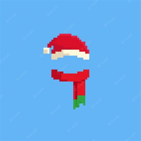 Premium Vector | Pixel santa hat and red scarf