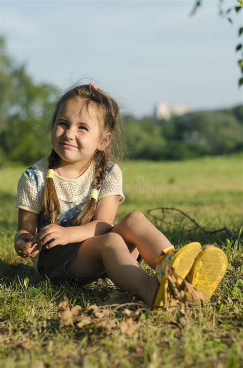 Little Girl on the Grass in Summertime Stock Image - Image of baby ...