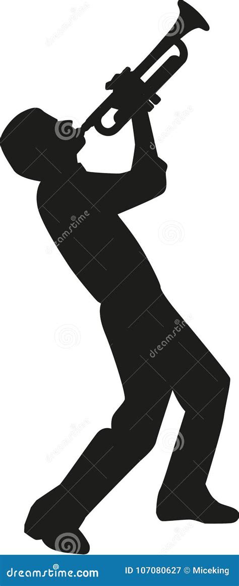 Trumpet player silhouette stock vector. Illustration of classical - 107080627