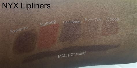 NYX Lip Liners Dark Skin Dupe MAC Chestnut Swatched on dark skin Nyx ...