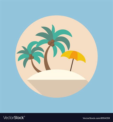 Summer beach flat icon Royalty Free Vector Image