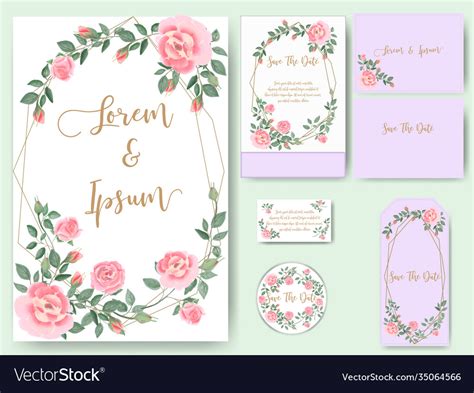 Rose wedding card and tag Royalty Free Vector Image