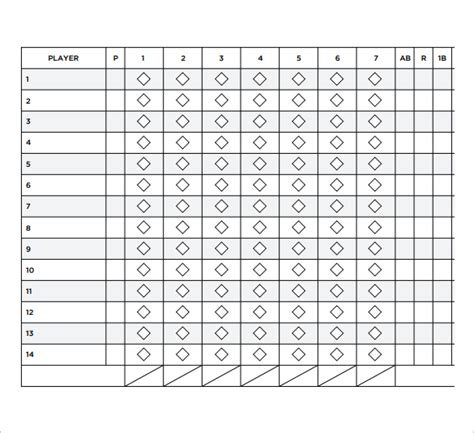 Softball Score Sheet Printable