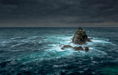 Wallpaper rock, storm, sea, tide images for desktop, section пейзажи ...