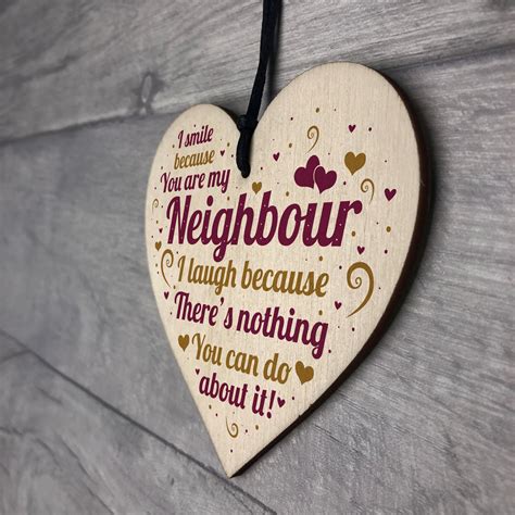 Best Neighbour Funny Gifts Wood Heart Birthday Christmas Gift