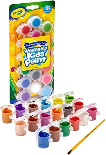 Crayola Washable Kids Paint Set & Paintbrush, Painting Supplies, 18 ...