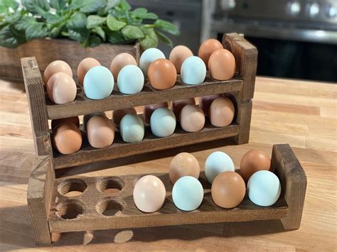 Farmhouse Stackable Wood Egg Holder l Egg Storage l Fresh Egg | Etsy in 2021 | Egg holder, Egg ...