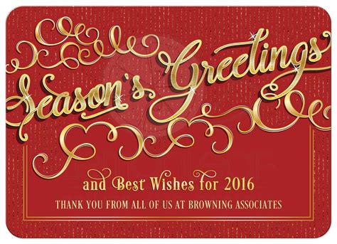 Business Holiday Card | Elegant Season's Greetings Red Gold | Holiday card wording, Professional ...