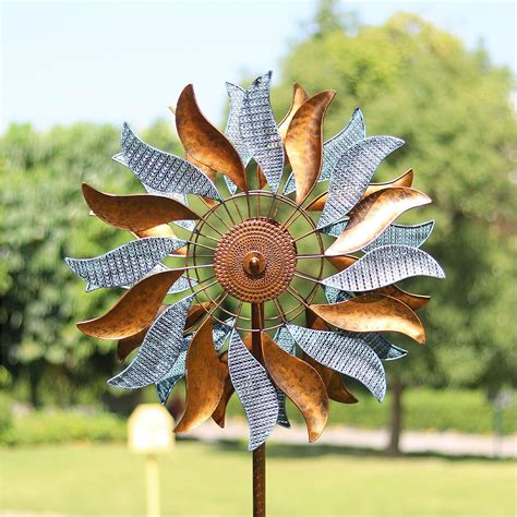 Buy Cyan Oasis Yard Garden Wind Spinners - Large Outdoor Metal Wind Spinners with Stake, Yard ...