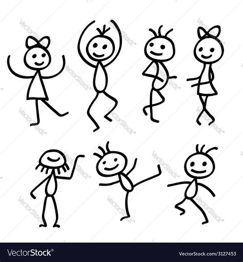 Cartoon dancing people isolated on white Vector Image