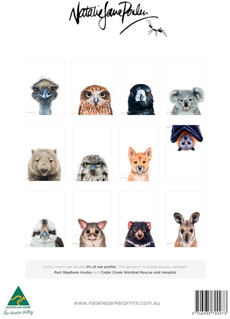 Half Price Iconic Aussies Australian Wildlife Portraits 2023 Wall Calendar | Natalie Parker Prints