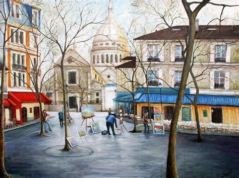 Montmartre - Place du Tertre à Paris | Montmartre, Peinture paysage ...