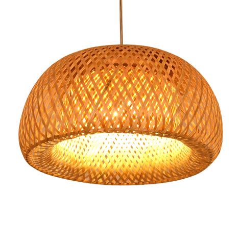 Plug In Pendant Light Hanging Lamp With Switch Hemp Rope Cord Bamboo Lampshade Wicker Rattan ...