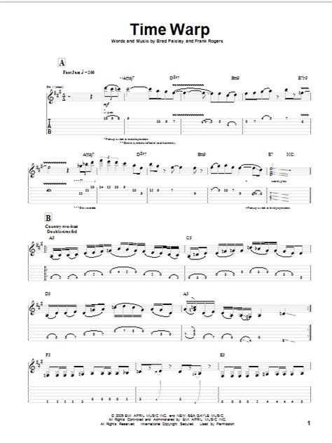 Time Warp Sheet Music | Brad Paisley | Guitar Tab