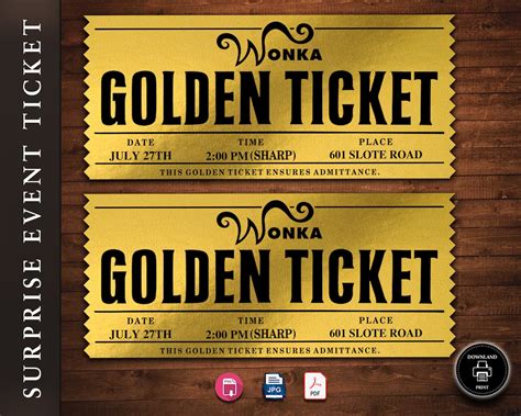 Golden Ticket Charlie And The Chocolate Factory Template