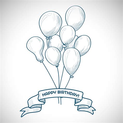 Hand drawn birthday balloon bouquet and banner 1241710 Vector Art at Vecteezy