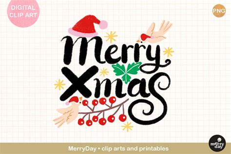 Merry Christmas Lettering Clip Art Graphic by MerryDay · Creative Fabrica