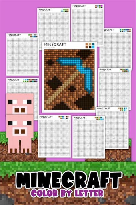 minecraft coloring pages color by letter Printable Activities For Kids, Worksheets For Kids, Fun ...