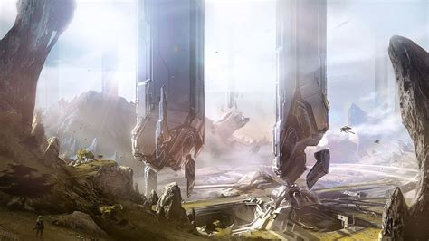 Download Mysterious Forerunner Structure in Halo Universe Wallpaper | Wallpapers.com