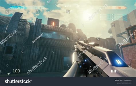 Mockup Scifi First Person Shooter 3d Stock Illustration 2198933853 ...