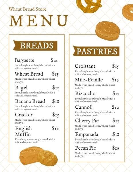 White Bakery Menu Template and Ideas for Design | Fotor