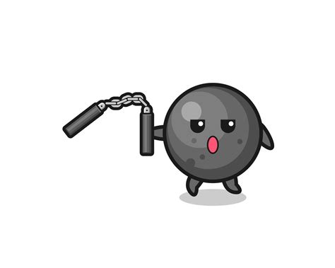 cartoon of cannon ball using nunchaku 5396973 Vector Art at Vecteezy