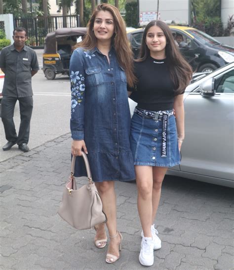 Raveena Tandon and Her Daughter Rasha Twin in Denim as they Step Out for a Lunch Date - Masala.com