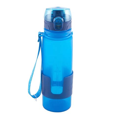 Collapsible Silicone Water Drinking Bottle 500ml - Blue | eBay