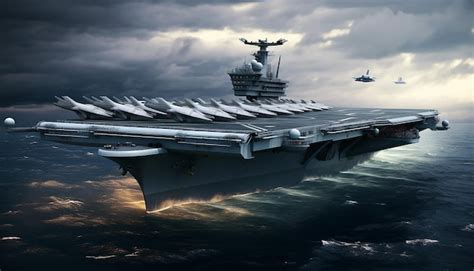 Premium AI Image | Carrier based aircraft launches and takes off