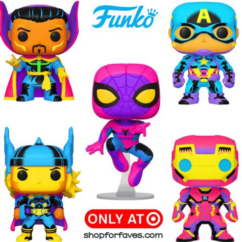 Funko POP Marvel Black Light Thor Iron Man Captain America Spiderman Dr. Strange (Target ...