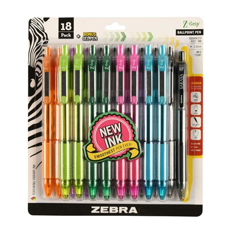 Zebra Pen Z-Grip retractable ballpoint pen, 1.0mm, bonus Sarasa Dry X20 pen, assorted ink colors ...