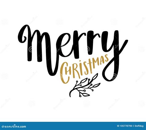 Merry Christmas Calligraphy Stock Vector - Illustration of phrase, drawn: 105778798