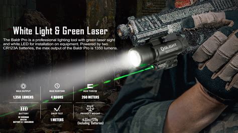 Baldr Pro Tactical Flashlight/Green Laser Combo - Black- Olight ...