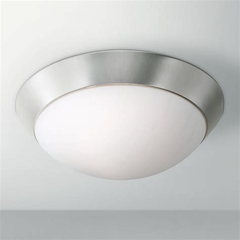 360 Lighting Modern Ceiling Light Flush Mount Fixture Brushed Nickel 13" Wide Frosted Glass Dome ...