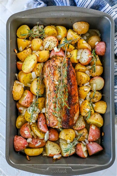 Garlic Herb Butter Baked Pork Loin and Potatoes - Sweet Cs Designs