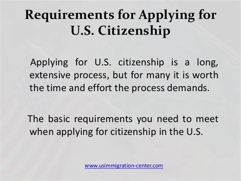 Requirements for applying for citizenship in the US