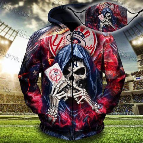 New York Yankees Skull Zipper Hoodie 3D Printed Zipped 3D | Etsy